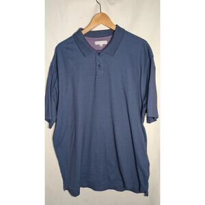 Alex Cannon Mens Short Sleeve Polo Size XXL Supima Cotton Blue Collared Golf